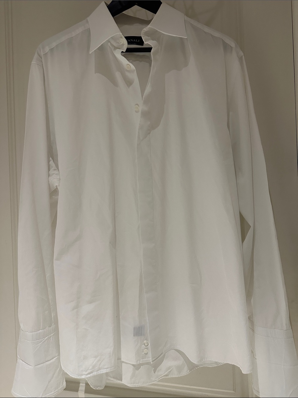Canali White Classic Cotton Dress Shirt. Made in Italy.